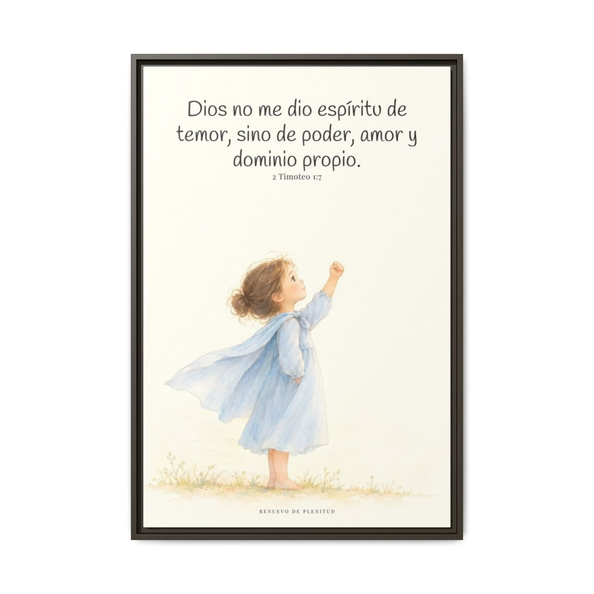 Dios me da un espíritu de poder y de amor — Lienzo Cristiano Enmarcado | 2 Timoteo 1:7 — 24×36 pulgadas, marco espresso, vista frontal