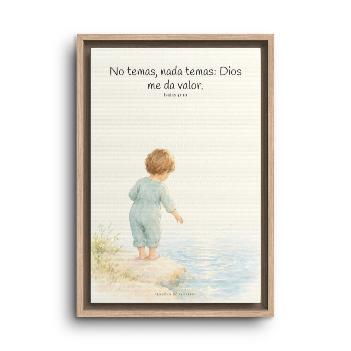 Dios me da valor cuando tiemblo | Arte bíblico para pared | Isaías 41:10 — 12×18 pulgadas, marco natural, vista frontal
