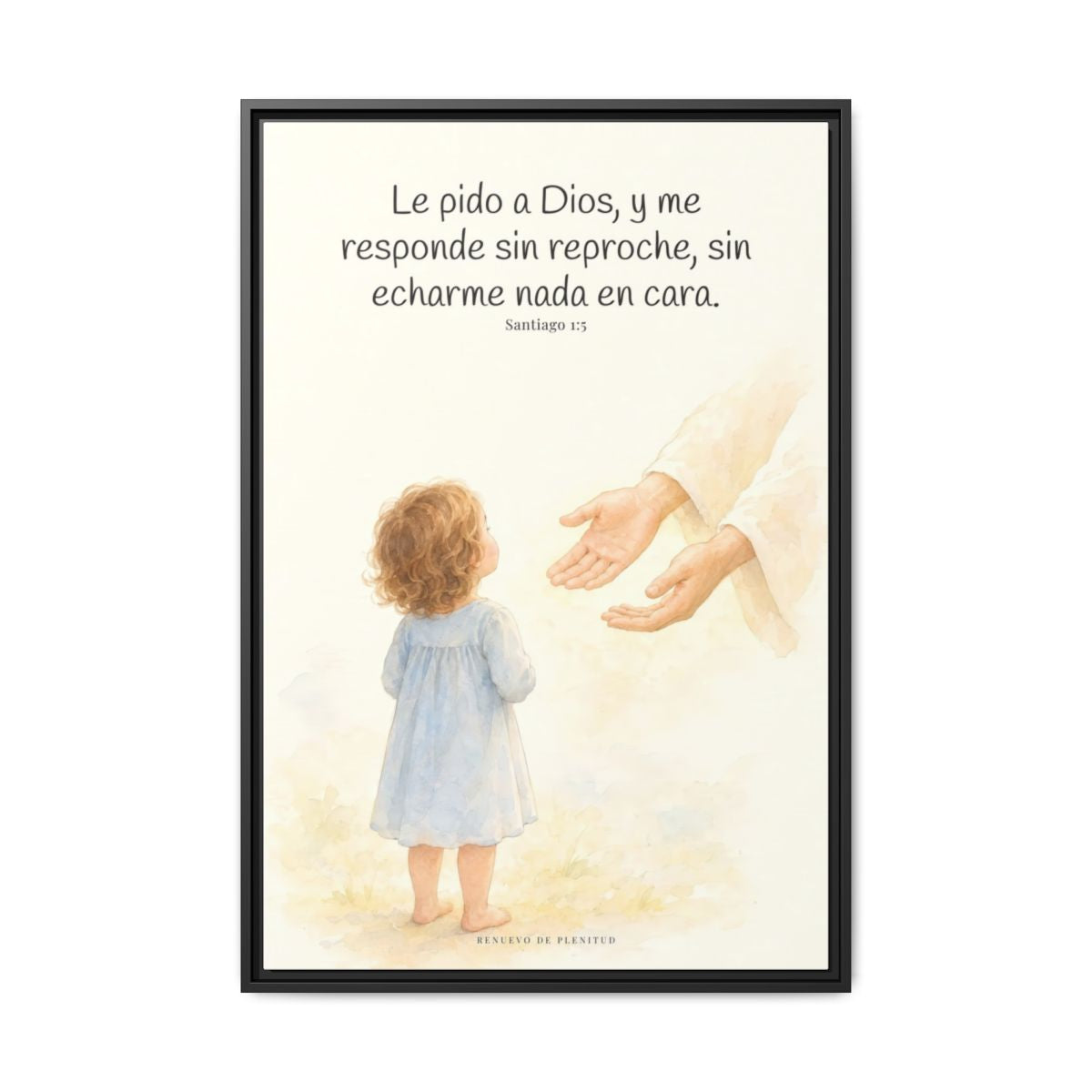 Dios me responde sin echármelo en cara — Lienzo Cristiano Enmarcado | Santiago 1:5 — 24×36 pulgadas, marco negro, vista frontal