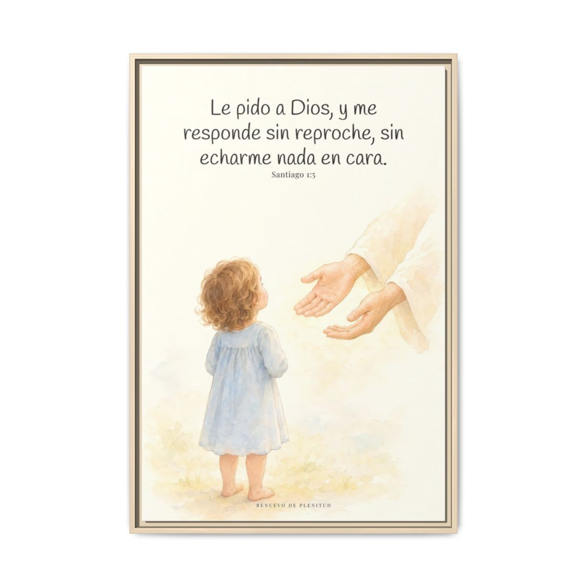 Dios me responde sin echármelo en cara — Lienzo Cristiano Enmarcado | Santiago 1:5 — 24×36 pulgadas, marco natural, vista frontal