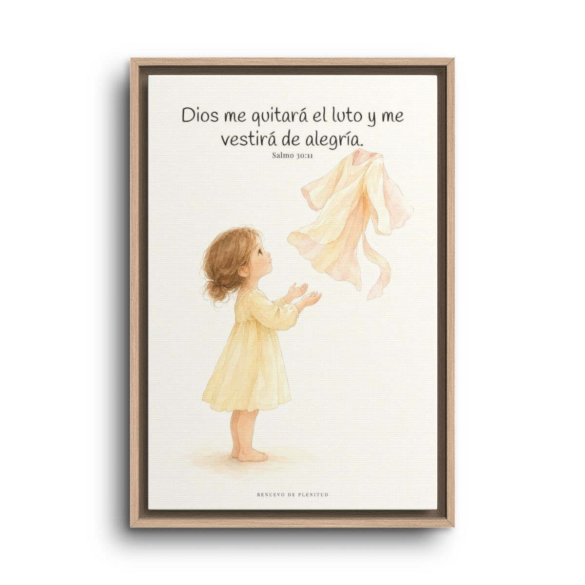 Dios me vestirá de alegría | Cuadro cristiano enmarcado | Salmo 30:11 — 16×24 pulgadas, marco natural, vista frontal