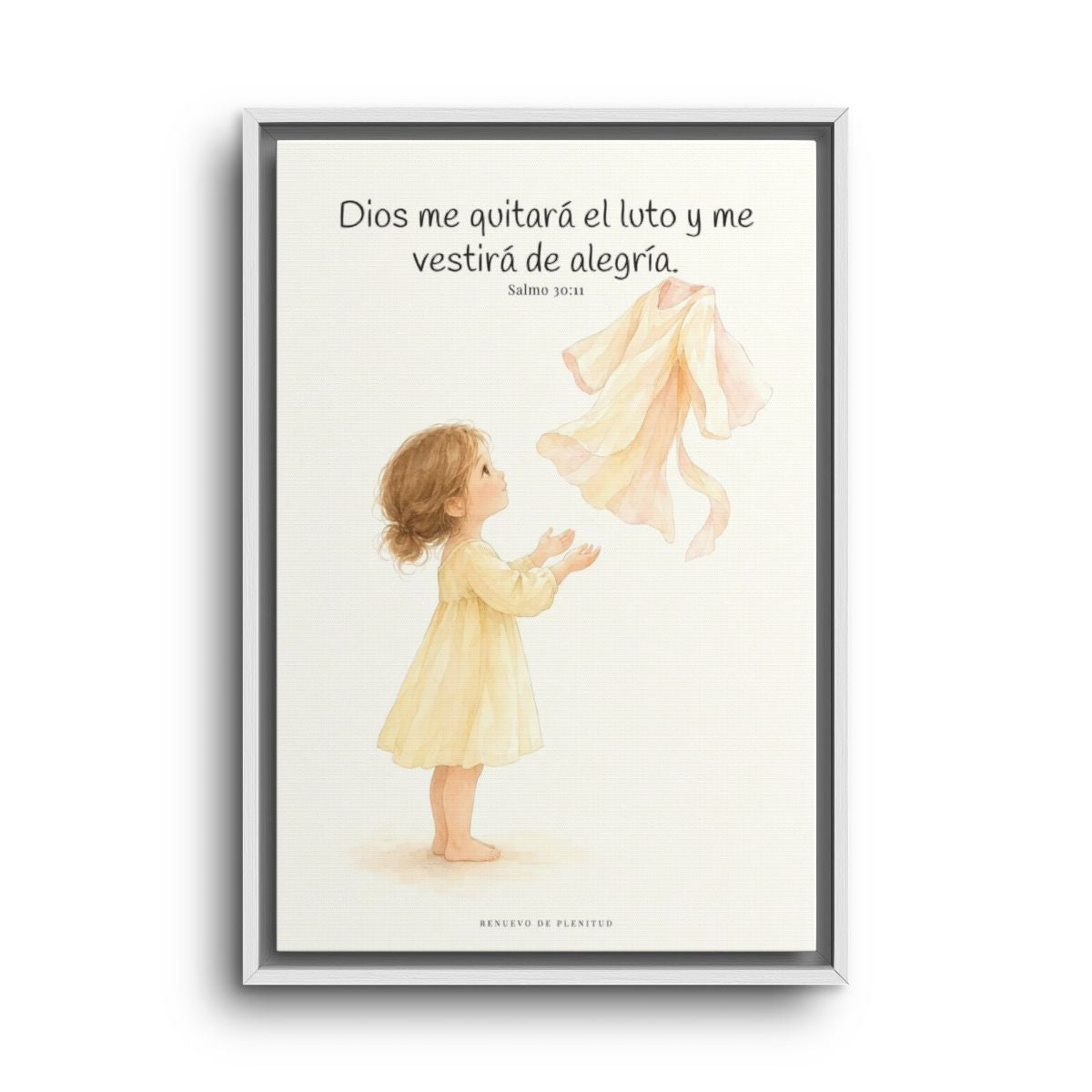 Dios me vestirá de alegría | Cuadro cristiano enmarcado | Salmo 30:11 — 16×24 pulgadas, marco blanco, vista frontal