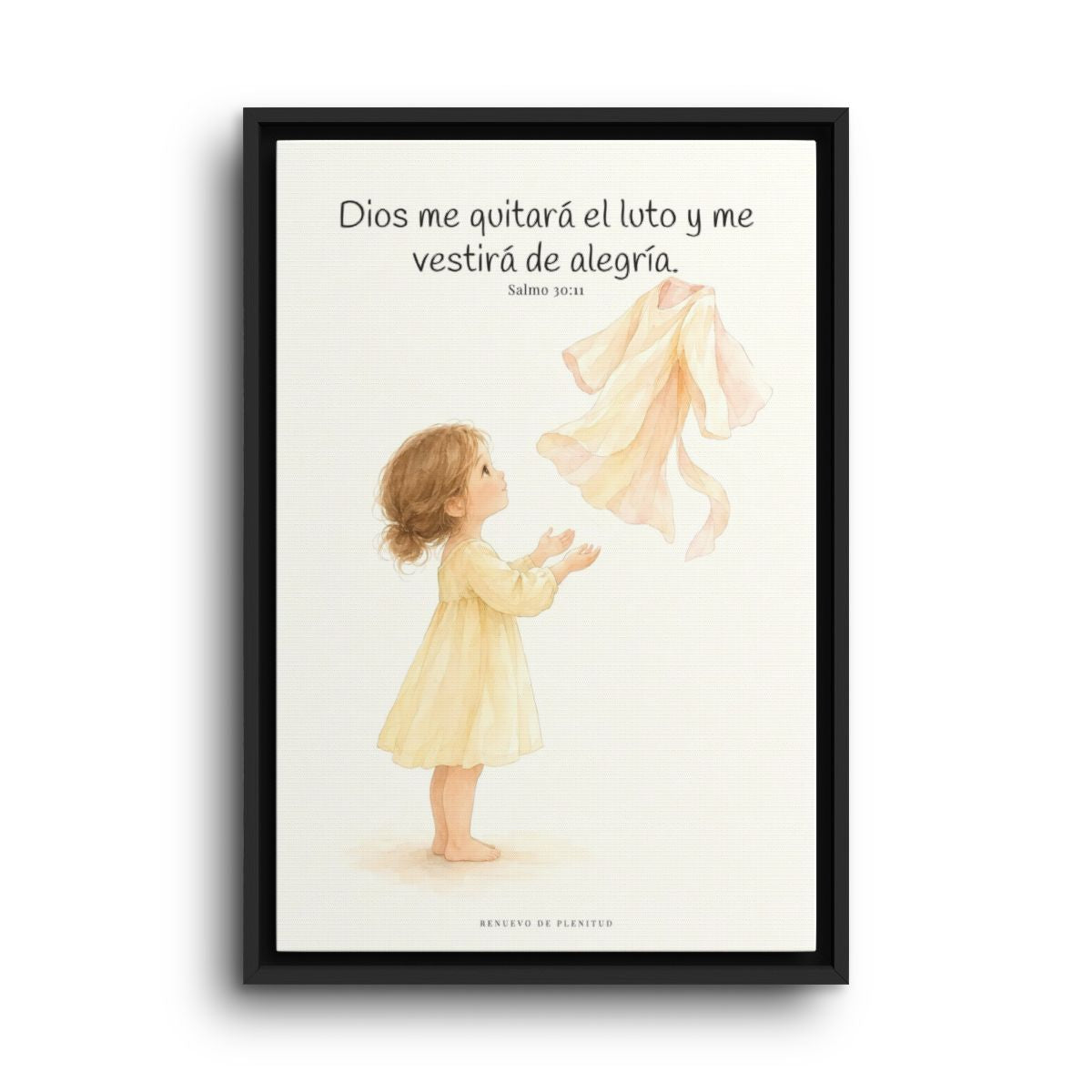 Dios me vestirá de alegría | Cuadro cristiano enmarcado | Salmo 30:11 — 16×24 pulgadas, marco negro, vista frontal