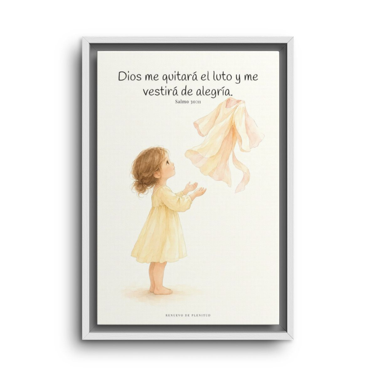 Dios me vestirá de alegría | Cuadro cristiano enmarcado | Salmo 30:11 — 12×18 pulgadas, marco blanco, vista frontal