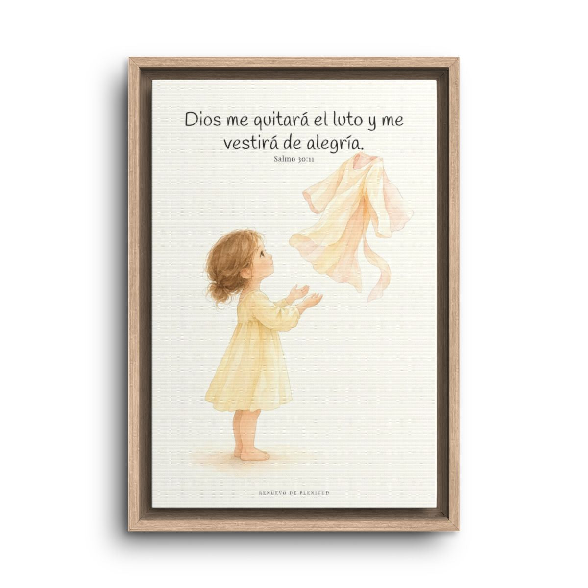 Dios me vestirá de alegría | Cuadro cristiano enmarcado | Salmo 30:11 — 12×18 pulgadas, marco natural, vista frontal