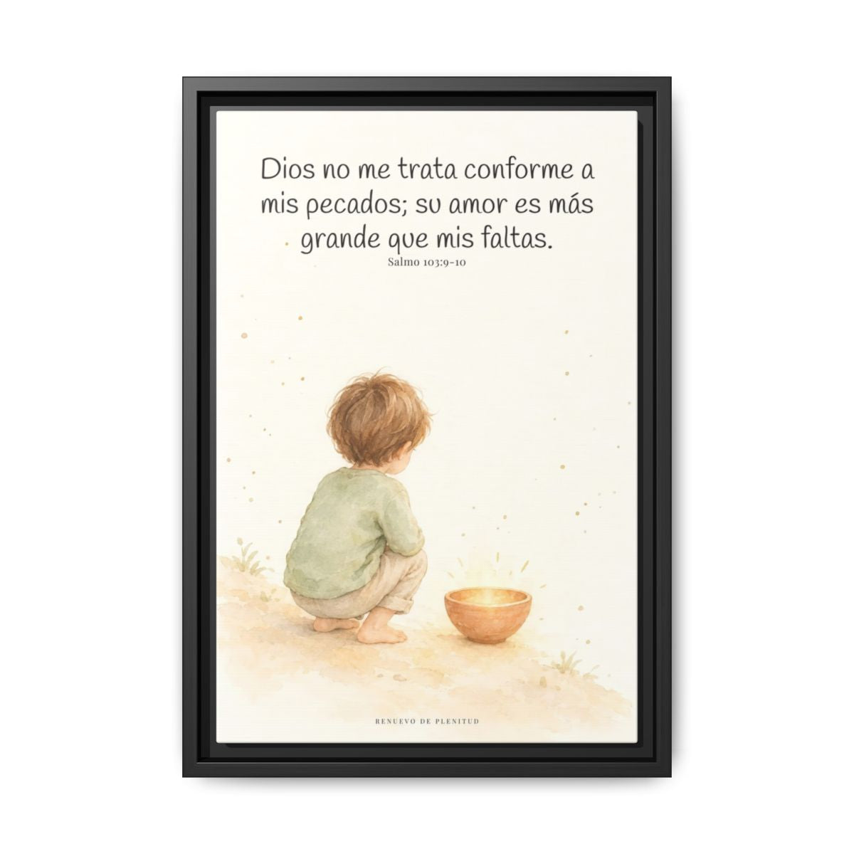 Dios no me trata como mis pecados merecen | Cuadro de inspiración bíblica | Salmo 103:9-10 — 12×18 pulgadas, marco negro, vista frontal