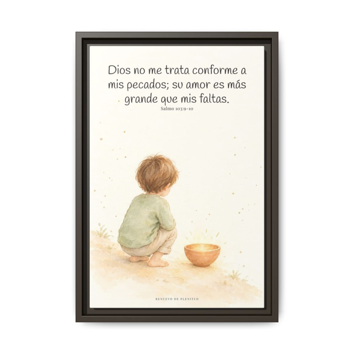 Dios no me trata como mis pecados merecen | Cuadro de inspiración bíblica | Salmo 103:9-10 — 12×18 pulgadas, marco espresso, vista frontal