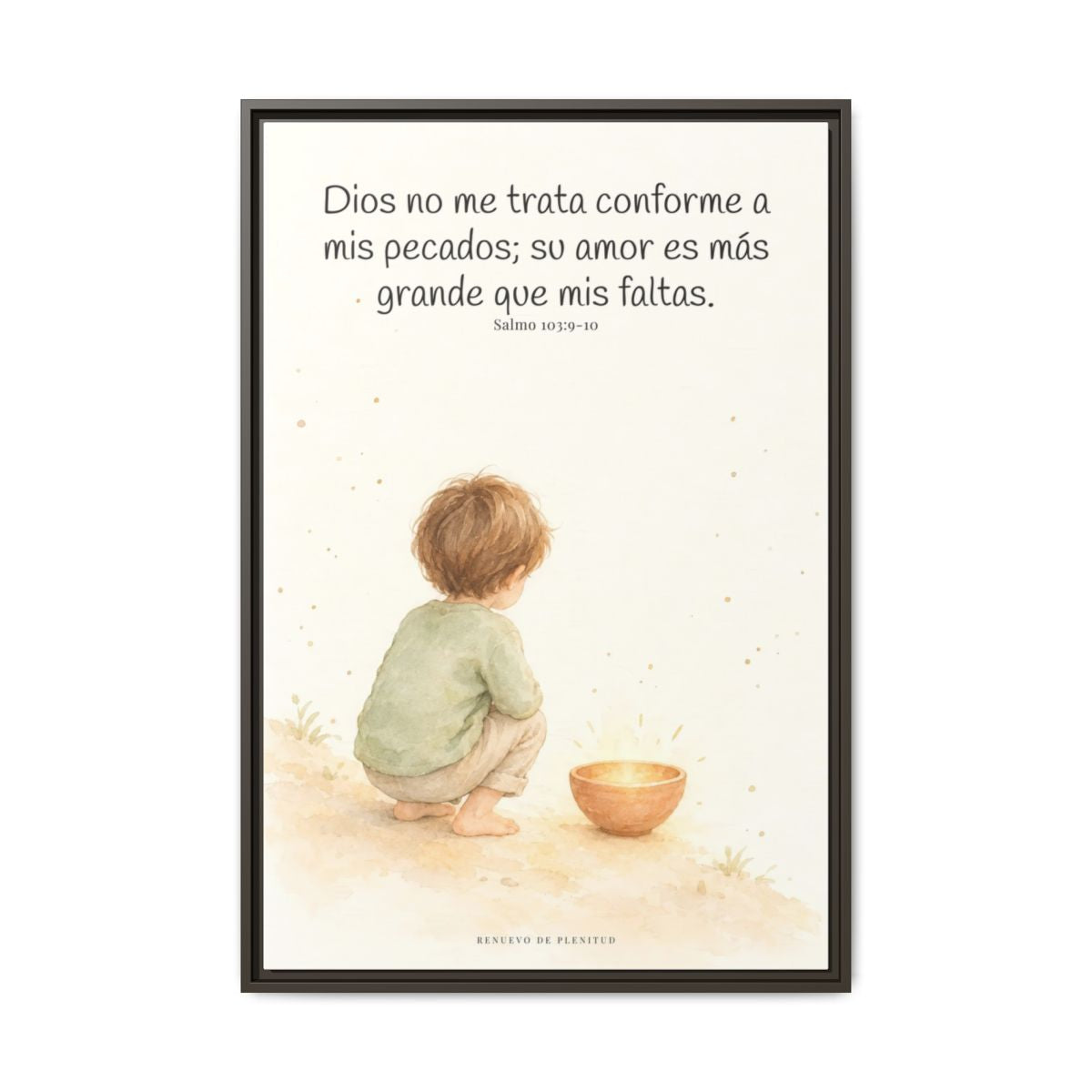 Dios no me trata como mis pecados merecen | Cuadro de inspiración bíblica | Salmo 103:9-10 — 24×36 pulgadas, marco espresso, vista frontal