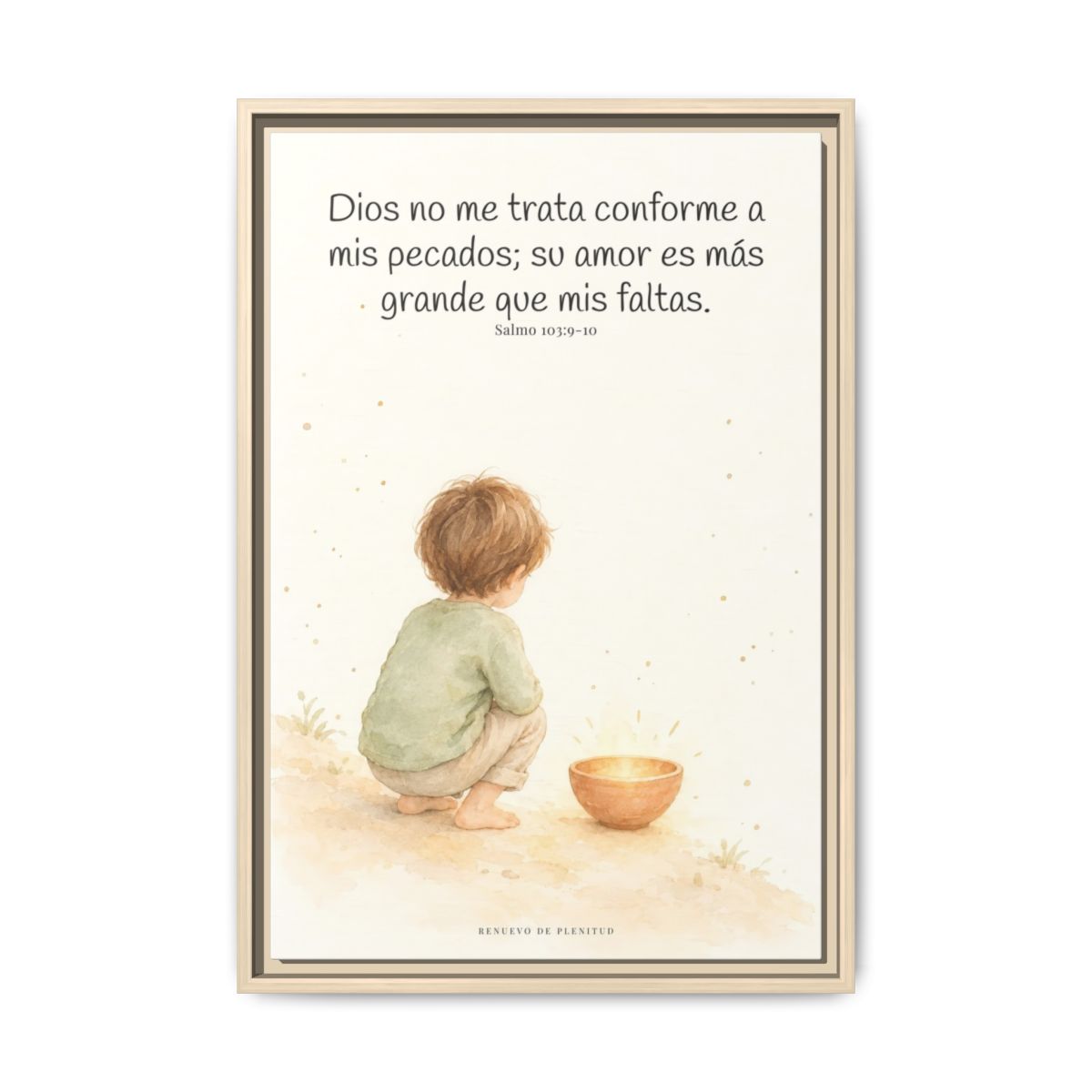 Dios no me trata como mis pecados merecen | Cuadro de inspiración bíblica | Salmo 103:9-10 — 16×24 pulgadas, marco natural, vista frontal