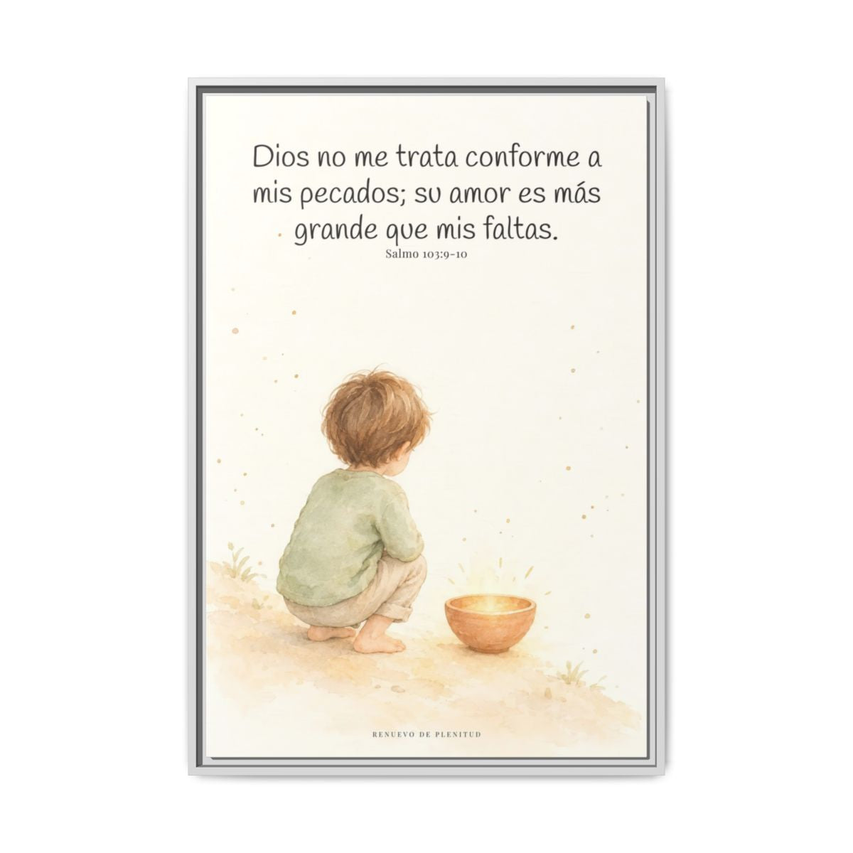 Dios no me trata como mis pecados merecen | Cuadro de inspiración bíblica | Salmo 103:9-10 — 24×36 pulgadas, marco blanco, vista frontal