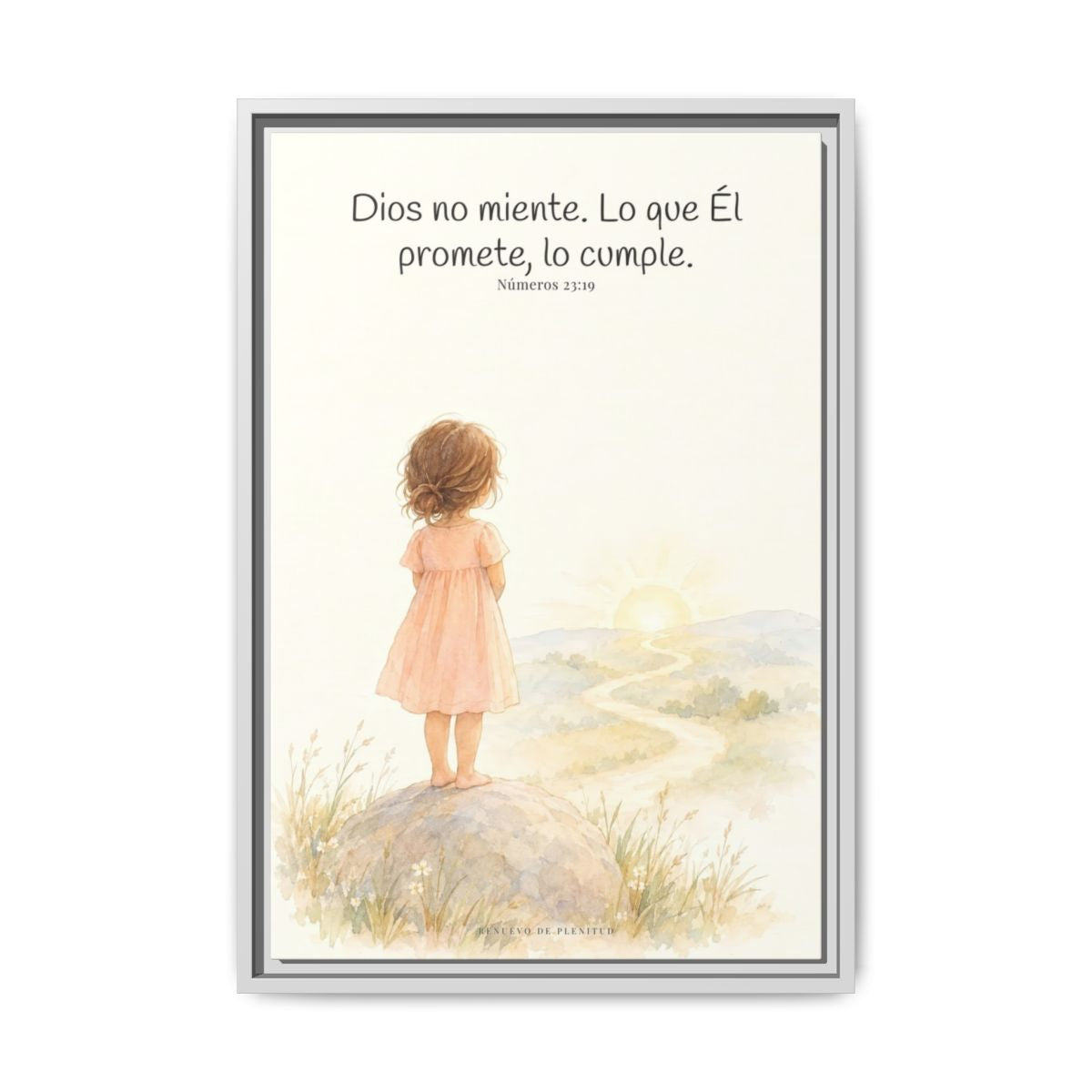 Dios no miente: sus promesas siempre se cumplen — Lienzo Cristiano Enmarcado | Números 23:19 — 16×24 pulgadas, marco blanco, vista frontal