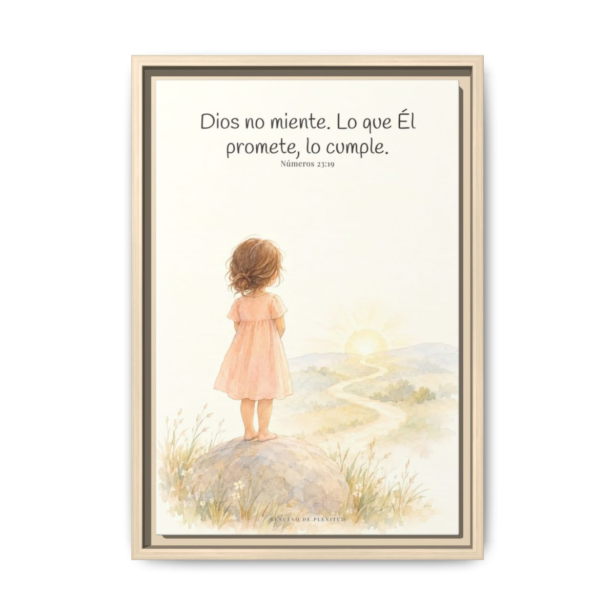 Dios no miente: sus promesas siempre se cumplen — Lienzo Cristiano Enmarcado | Números 23:19 — 12×18 pulgadas, marco natural, vista frontal