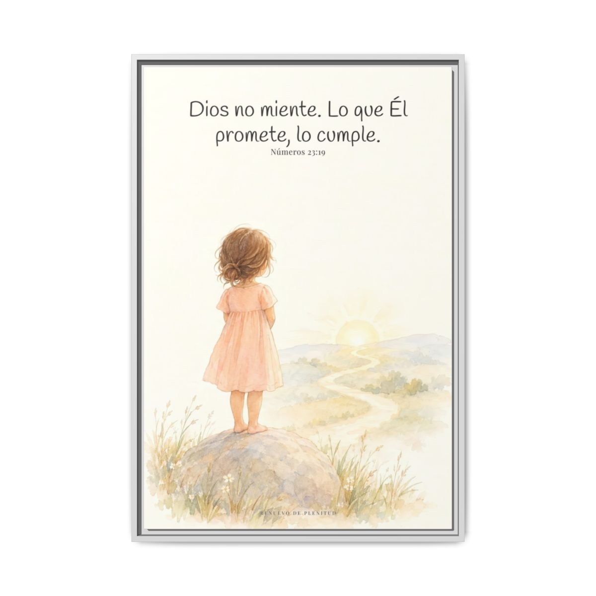 Dios no miente: sus promesas siempre se cumplen — Lienzo Cristiano Enmarcado | Números 23:19 — 24×36 pulgadas, marco blanco, vista frontal
