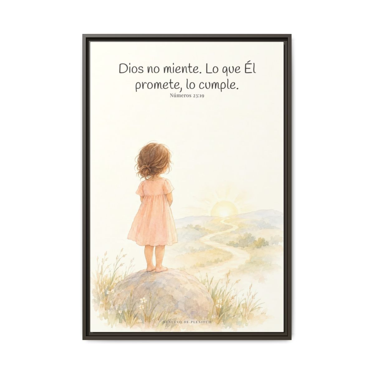 Dios no miente: sus promesas siempre se cumplen — Lienzo Cristiano Enmarcado | Números 23:19 — 24×36 pulgadas, marco espresso, vista frontal
