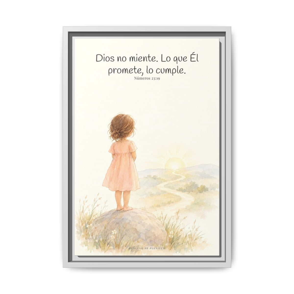 Dios no miente: sus promesas siempre se cumplen — Lienzo Cristiano Enmarcado | Números 23:19 — 12×18 pulgadas, marco blanco, vista frontal