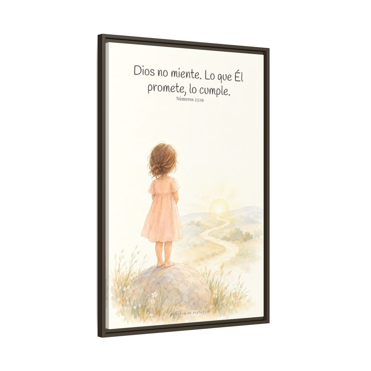Dios no miente: sus promesas siempre se cumplen — Lienzo Cristiano Enmarcado | Números 23:19 — 24×36 pulgadas, marco espresso, vista lateral del marco flotante