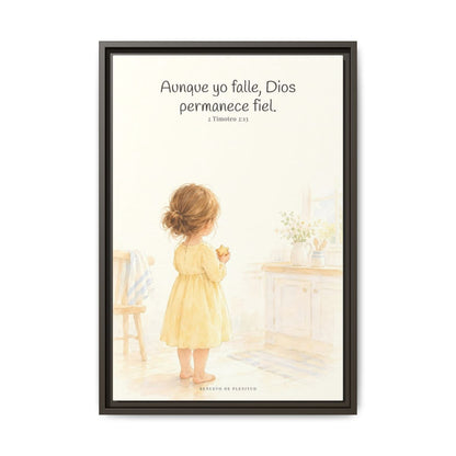 Dios permanece fiel — Lienzo Cristiano Enmarcado | 2 Timoteo 2:13 — 16×24 pulgadas, marco espresso, vista frontal