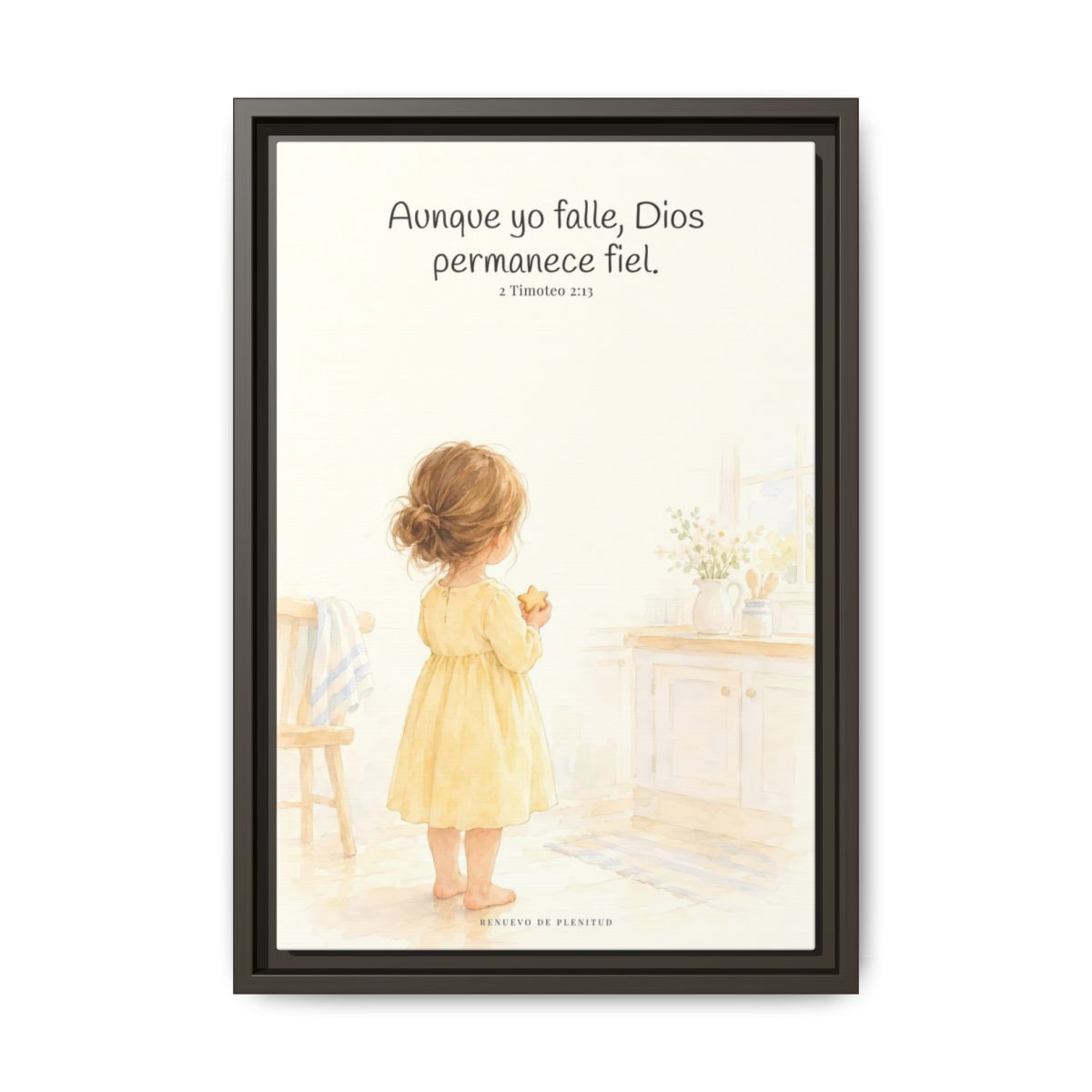 Dios permanece fiel — Lienzo Cristiano Enmarcado | 2 Timoteo 2:13 — 12×18 pulgadas, marco espresso, vista frontal
