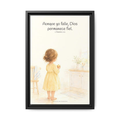 Dios permanece fiel — Lienzo Cristiano Enmarcado | 2 Timoteo 2:13 — 12×18 pulgadas, marco negro, vista frontal