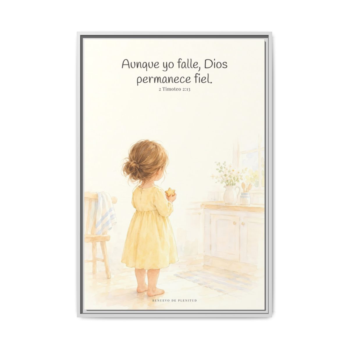 Dios permanece fiel — Lienzo Cristiano Enmarcado | 2 Timoteo 2:13 — 24×36 pulgadas, marco blanco, vista frontal