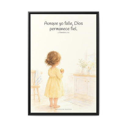 Dios permanece fiel — Lienzo Cristiano Enmarcado | 2 Timoteo 2:13 — 24×36 pulgadas, marco negro, vista frontal