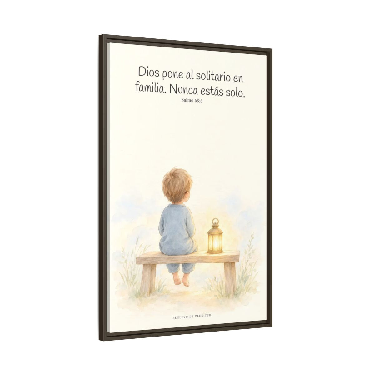 Dios pone al solitario en familia — Lienzo Cristiano Enmarcado | Salmo 68:6 — 24×36 pulgadas, marco espresso, vista lateral del marco flotante