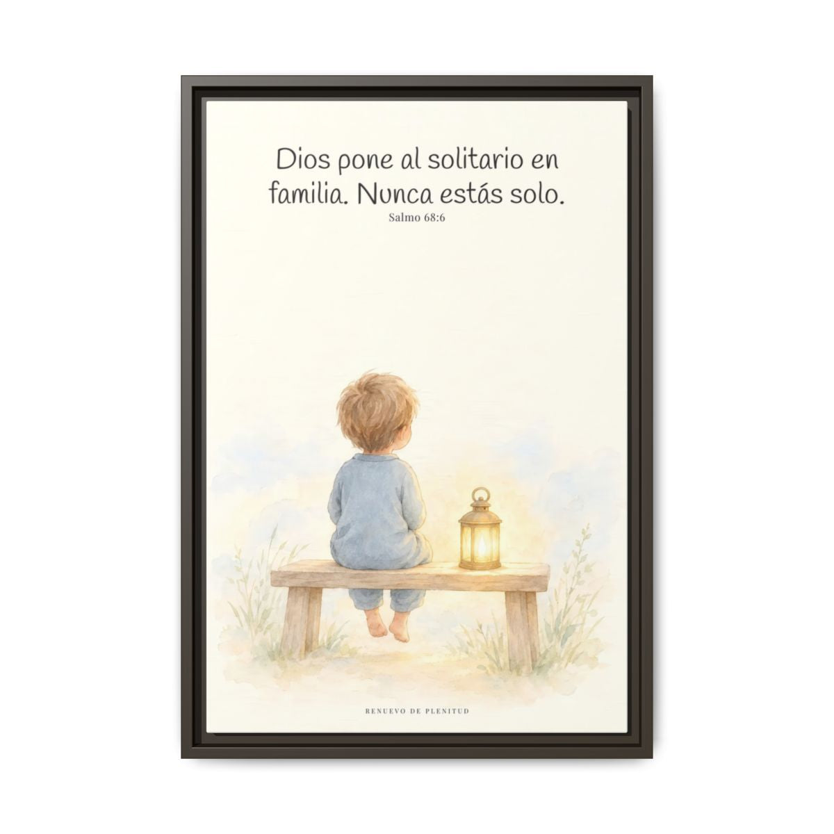 Dios pone al solitario en familia — Lienzo Cristiano Enmarcado | Salmo 68:6 — 16×24 pulgadas, marco espresso, vista frontal