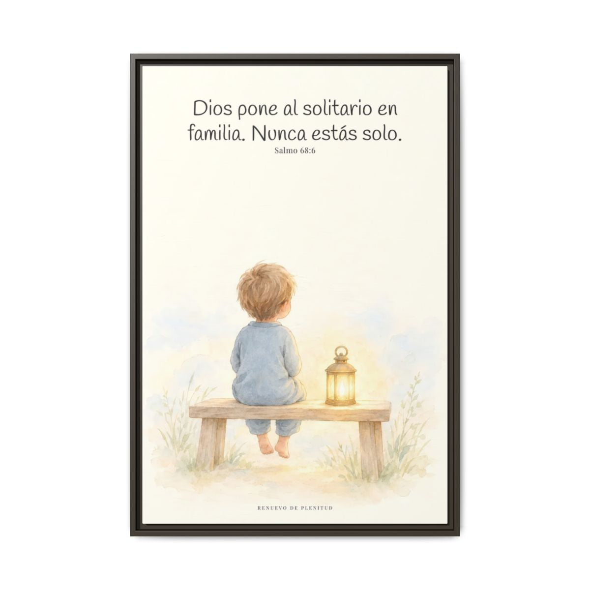 Dios pone al solitario en familia — Lienzo Cristiano Enmarcado | Salmo 68:6 — 24×36 pulgadas, marco espresso, vista frontal