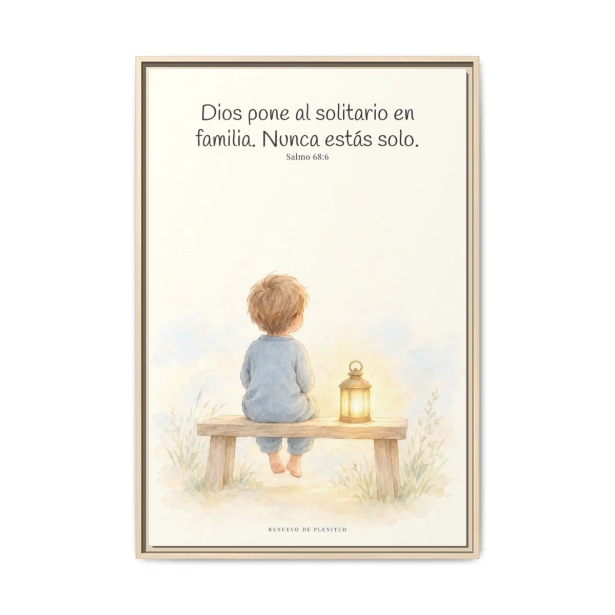 Dios pone al solitario en familia — Lienzo Cristiano Enmarcado | Salmo 68:6 — 24×36 pulgadas, marco natural, vista frontal