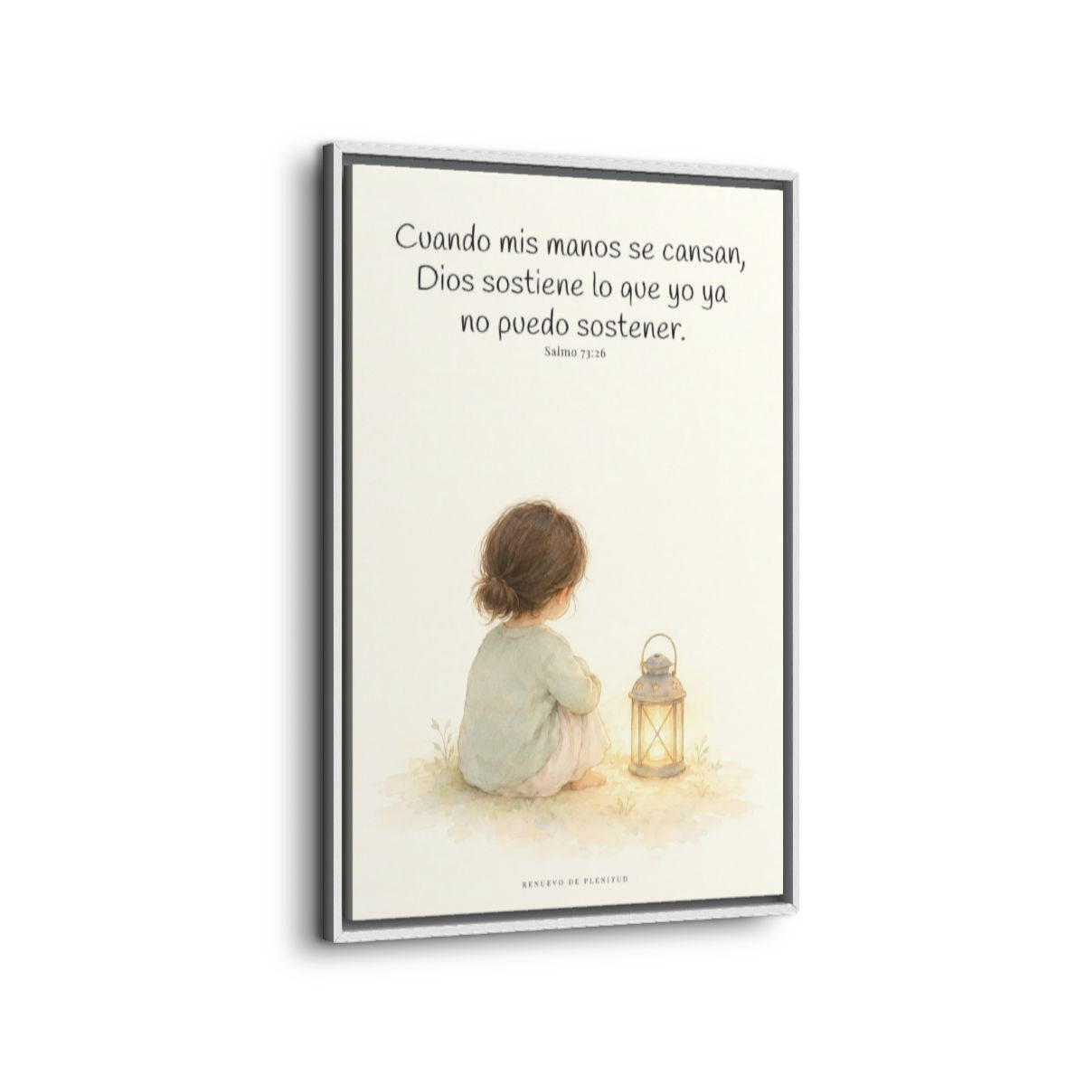 Dios sostiene lo que yo ya no puedo sostener | Cuadro cristiano enmarcado | Salmo 73:26 — 24×36 pulgadas, marco blanco, vista lateral del marco flotante
