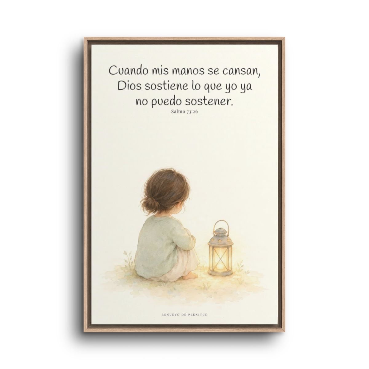 Dios sostiene lo que yo ya no puedo sostener | Cuadro cristiano enmarcado | Salmo 73:26 — 24×36 pulgadas, marco natural, vista frontal