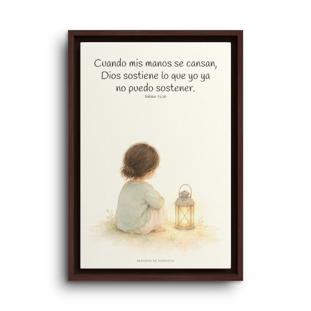 Dios sostiene lo que yo ya no puedo sostener | Cuadro cristiano enmarcado | Salmo 73:26 — 12×18 pulgadas, marco espresso, vista frontal