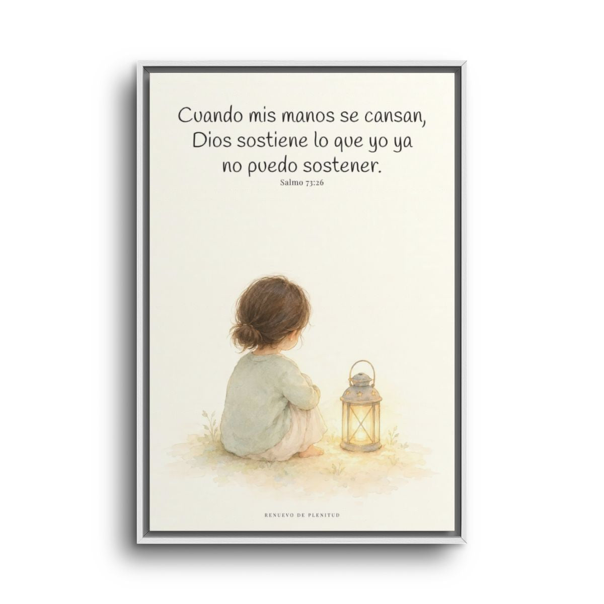 Dios sostiene lo que yo ya no puedo sostener | Cuadro cristiano enmarcado | Salmo 73:26 — 24×36 pulgadas, marco blanco, vista frontal