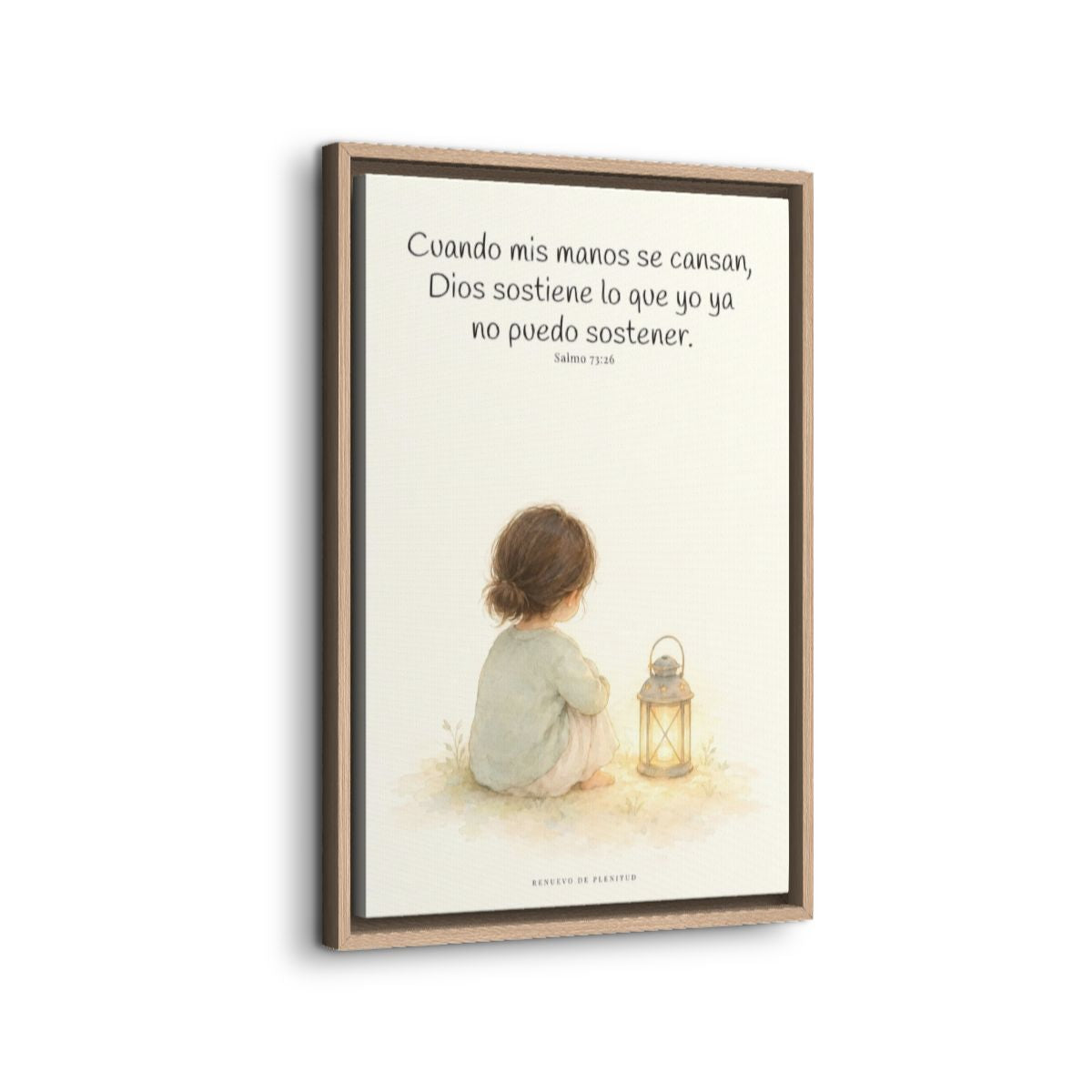 Dios sostiene lo que yo ya no puedo sostener | Cuadro cristiano enmarcado | Salmo 73:26 — 16×24 pulgadas, marco natural, vista lateral del marco flotante