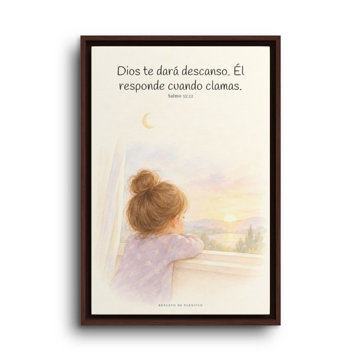 Dios te dará descanso | Cuadro cristiano enmarcado | Salmo 55:22 — 16×24 pulgadas, marco espresso, vista frontal