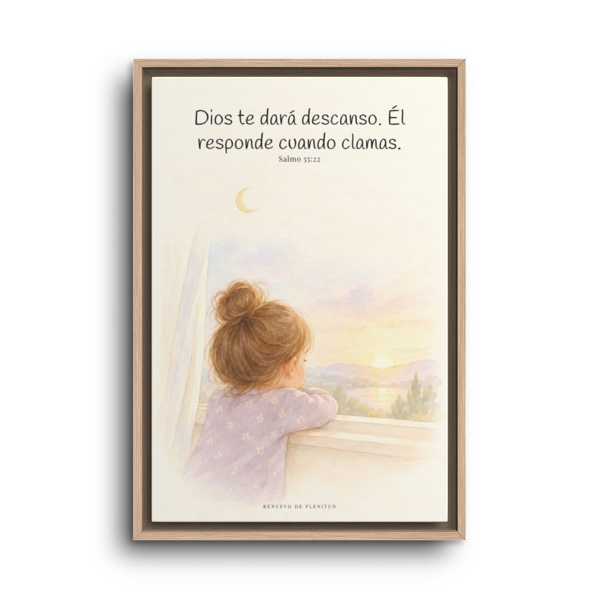 Dios te dará descanso | Cuadro cristiano enmarcado | Salmo 55:22 — 16×24 pulgadas, marco natural, vista frontal