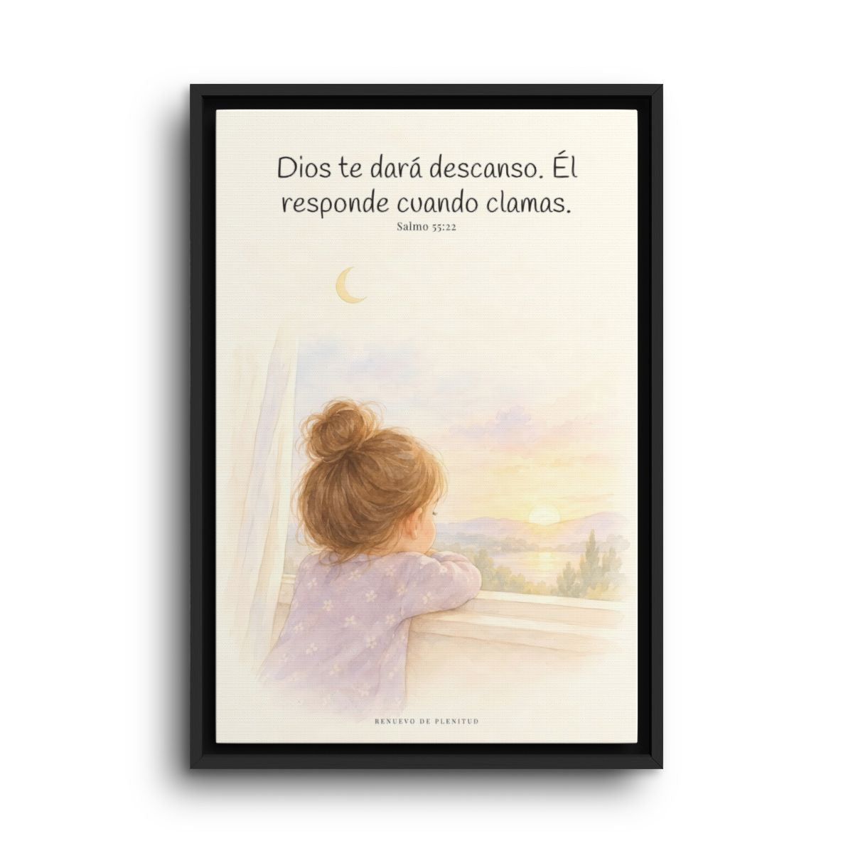 Dios te dará descanso | Cuadro cristiano enmarcado | Salmo 55:22 — 16×24 pulgadas, marco negro, vista frontal