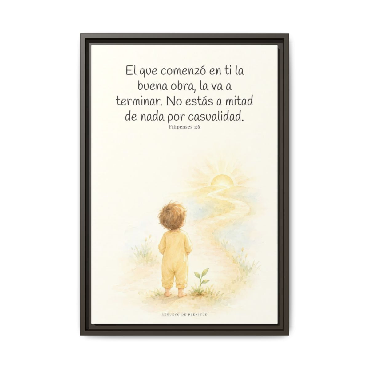 Dios terminará la buena obra que empezó en mí — Lienzo Cristiano Enmarcado | Filipenses 1:6 — 16×24 pulgadas, marco espresso, vista frontal