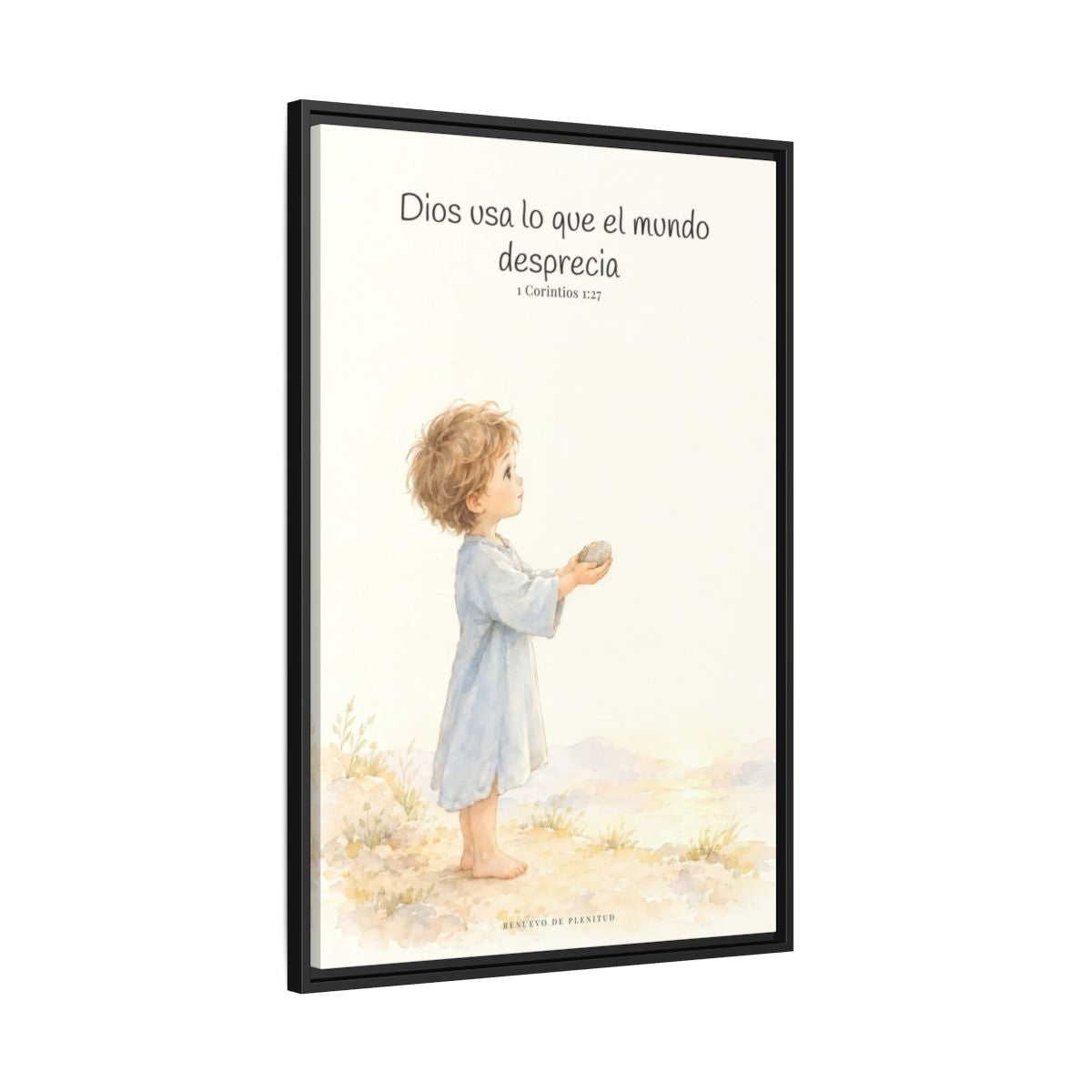 Dios usa lo que el mundo desprecia — Lienzo Cristiano Enmarcado | 1 Corintios 1:27 — 24×36 pulgadas, marco negro, vista lateral del marco flotante
