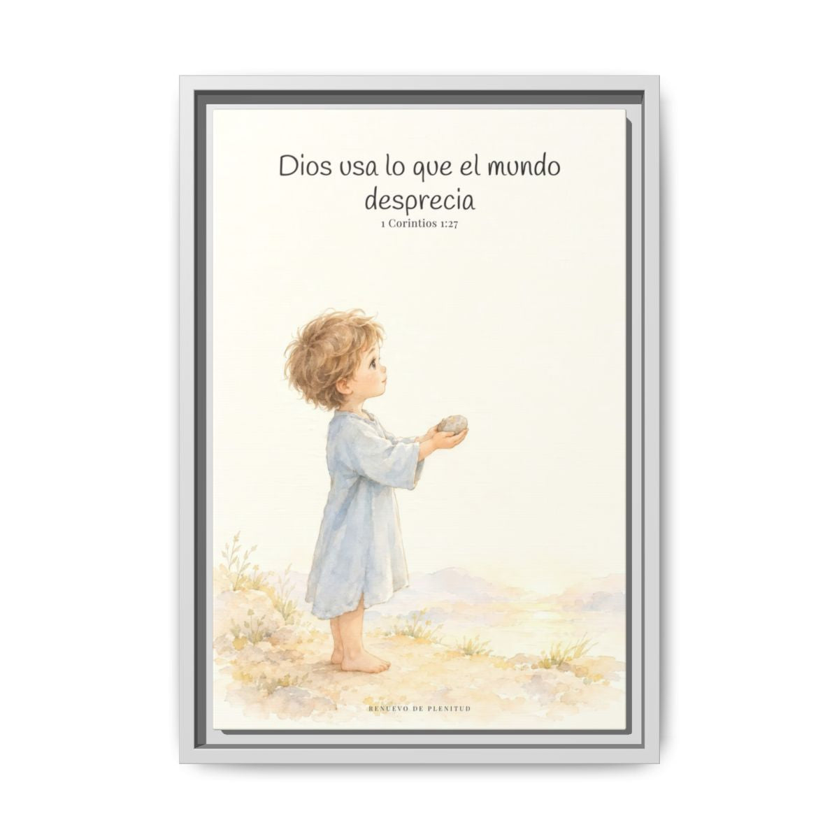 Dios usa lo que el mundo desprecia — Lienzo Cristiano Enmarcado | 1 Corintios 1:27 — 12×18 pulgadas, marco blanco, vista frontal