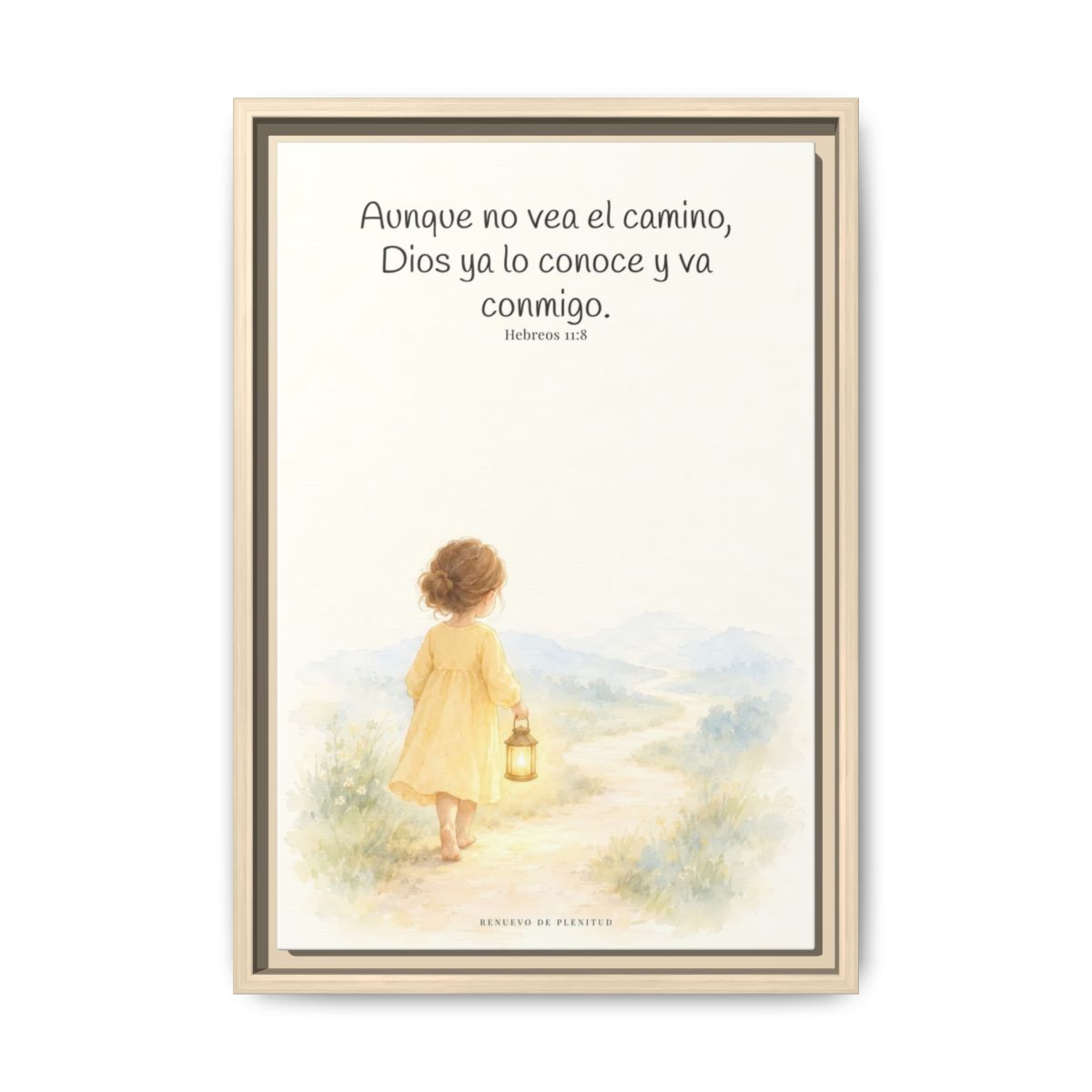 Dios va conmigo aunque no vea el camino — Lienzo Cristiano Enmarcado | Hebreos 11:8 — 12×18 pulgadas, marco natural, vista frontal