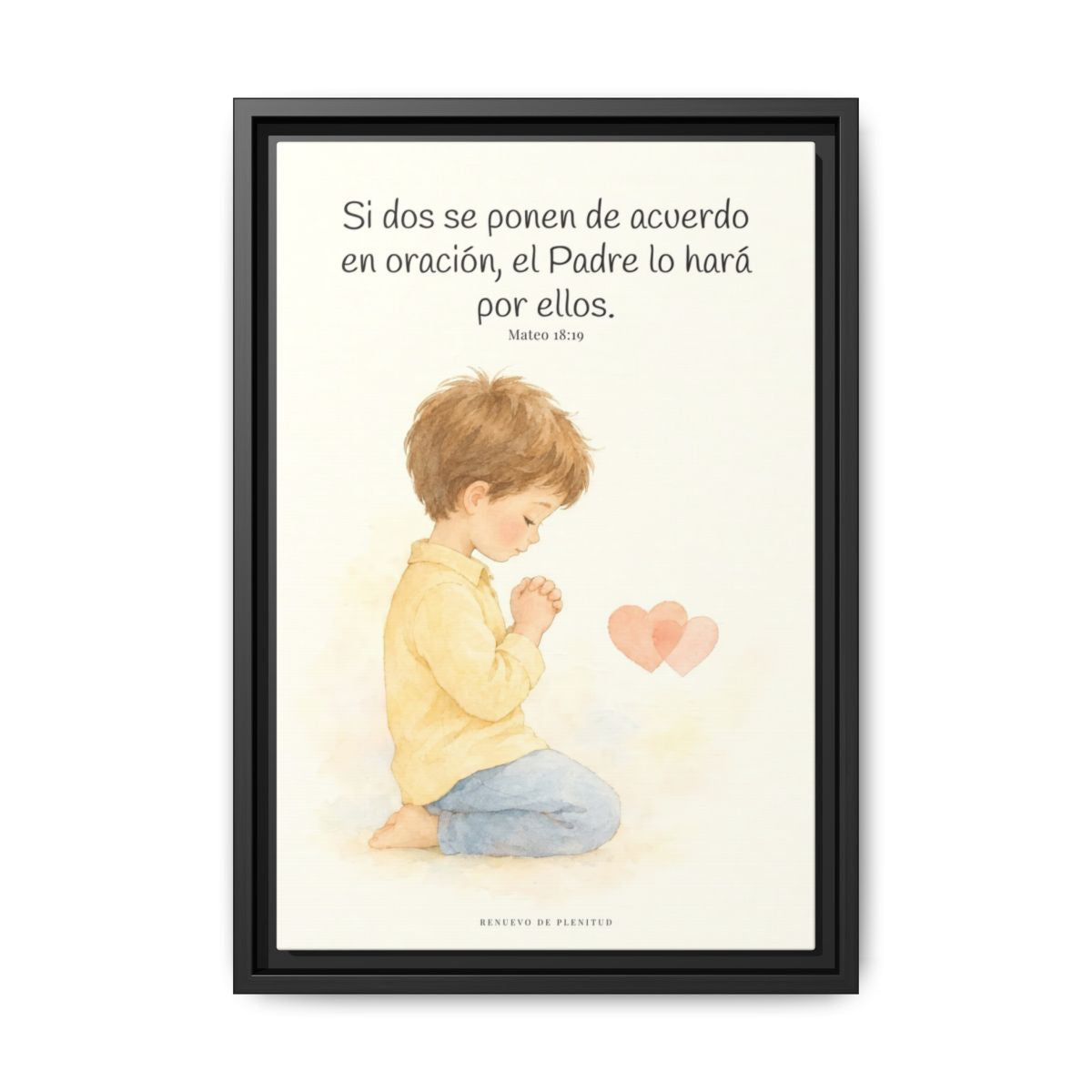 Donde dos se ponen de acuerdo | Cuadro de fe enmarcado | Mateo 18:19 — 12×18 pulgadas, marco negro, vista frontal