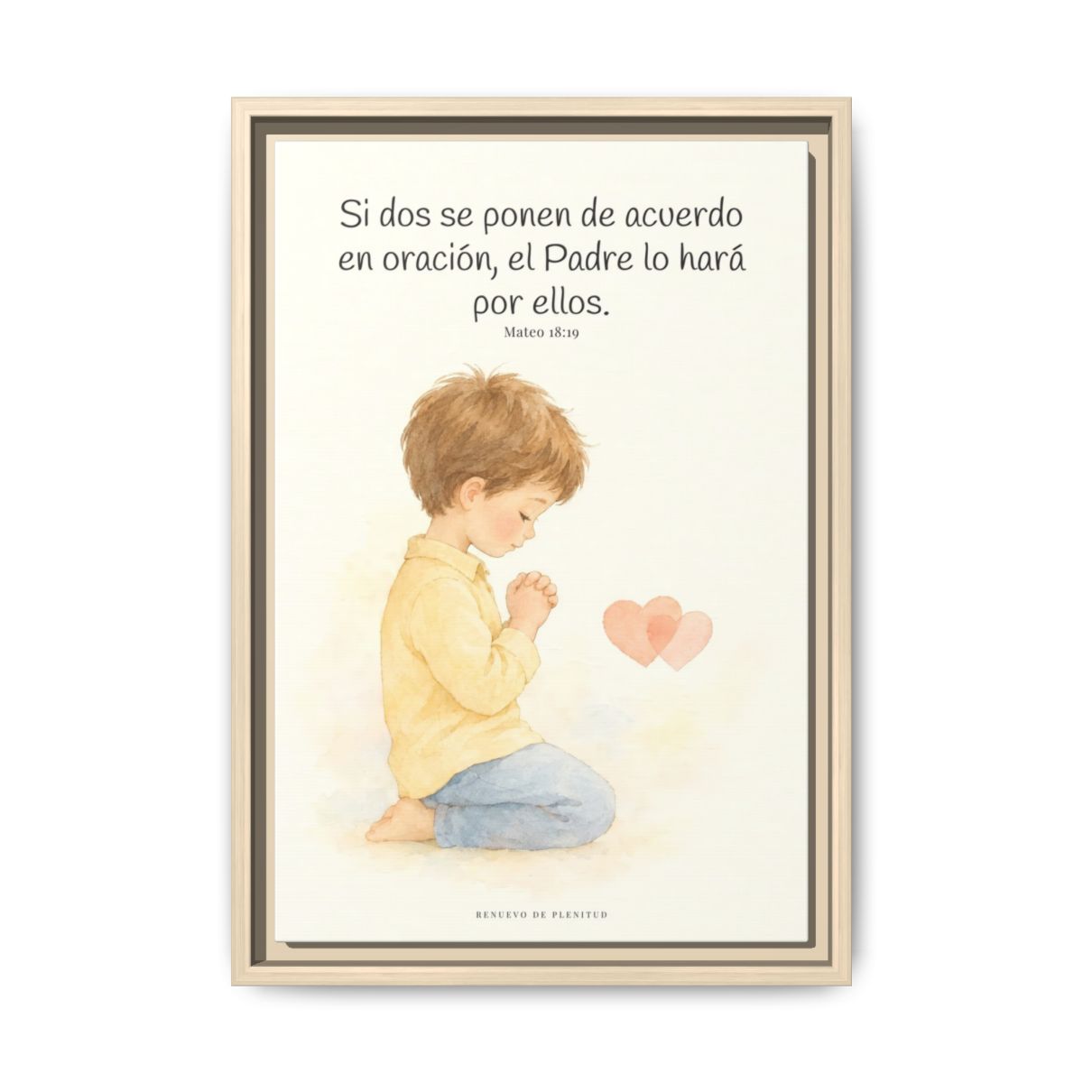 Donde dos se ponen de acuerdo | Cuadro de fe enmarcado | Mateo 18:19 — 12×18 pulgadas, marco natural, vista frontal
