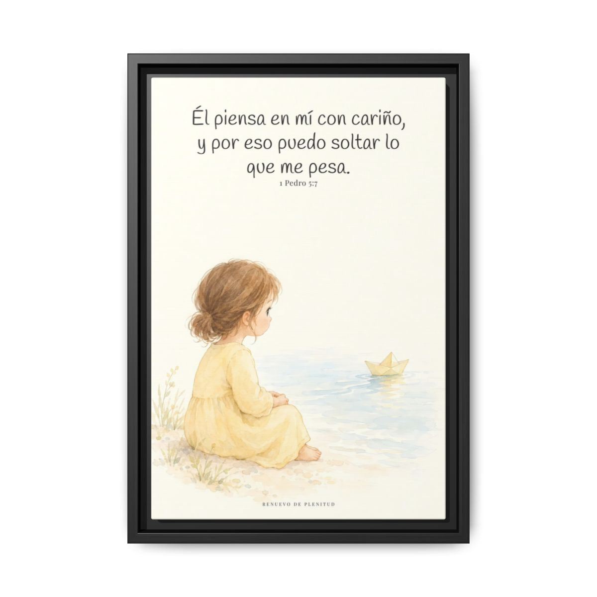 Echa Toda Tu Ansiedad Sobre Dios — Lienzo Cristiano Enmarcado | 1 Pedro 5:7 — 12×18 pulgadas, marco negro, vista frontal