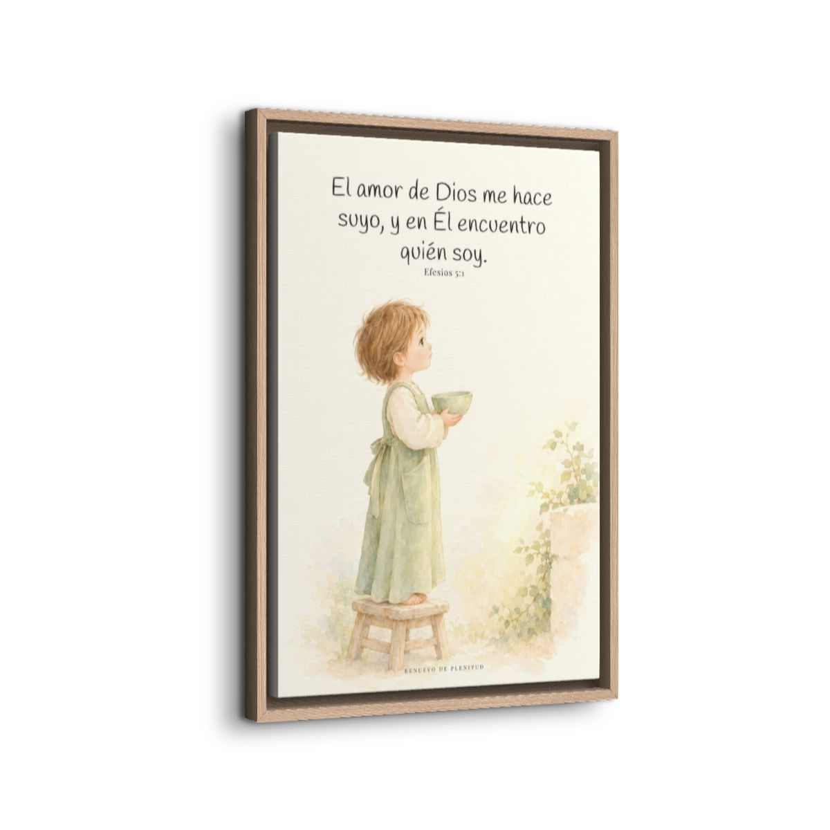 El amor de Dios me hace suyo | Cuadro de fe enmarcado | Efesios 5:1 — 16×24 pulgadas, marco natural, vista lateral del marco flotante