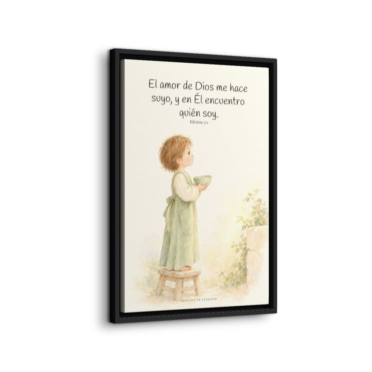 El amor de Dios me hace suyo | Cuadro de fe enmarcado | Efesios 5:1 — 16×24 pulgadas, marco negro, vista lateral del marco flotante