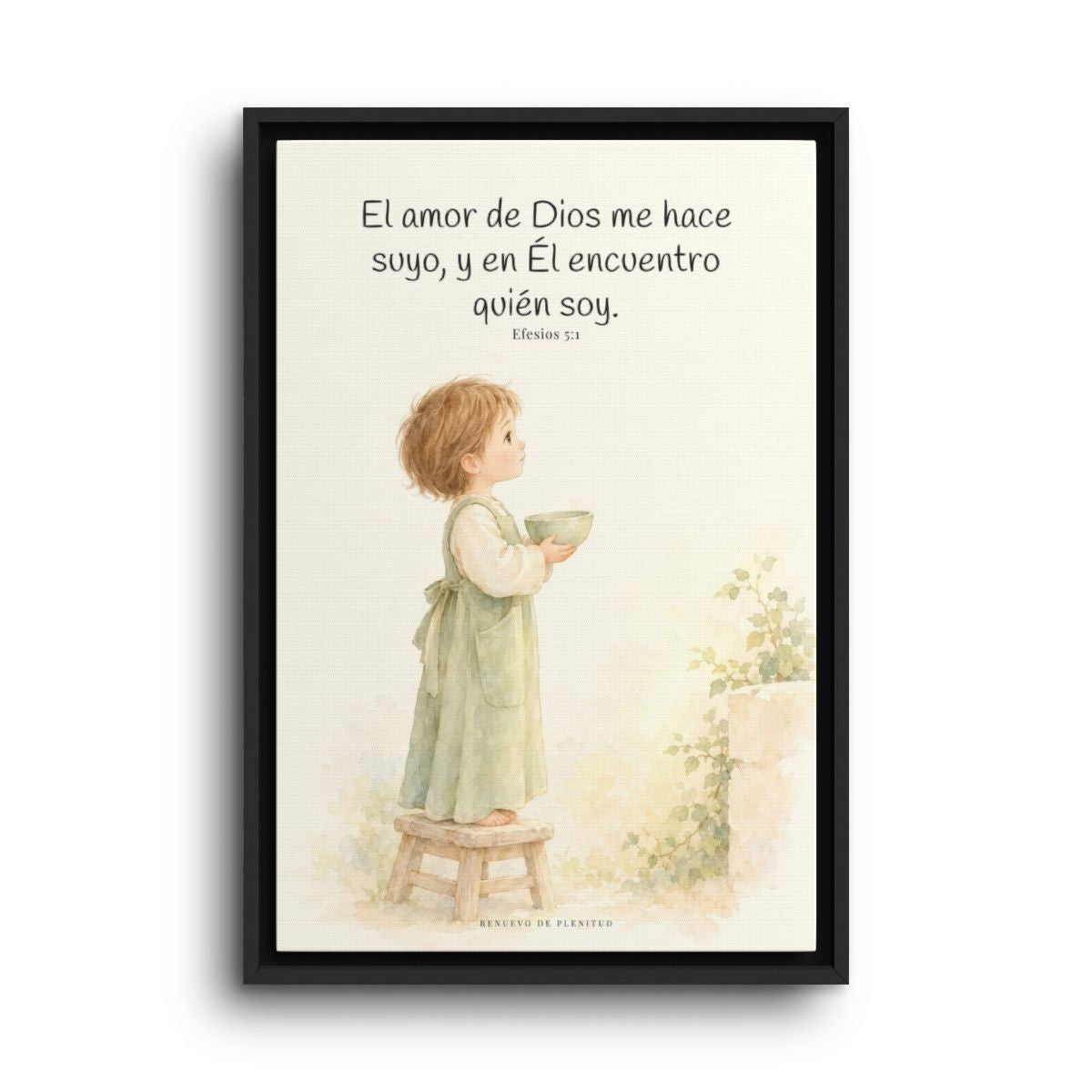 El amor de Dios me hace suyo | Cuadro de fe enmarcado | Efesios 5:1 — 16×24 pulgadas, marco negro, vista frontal