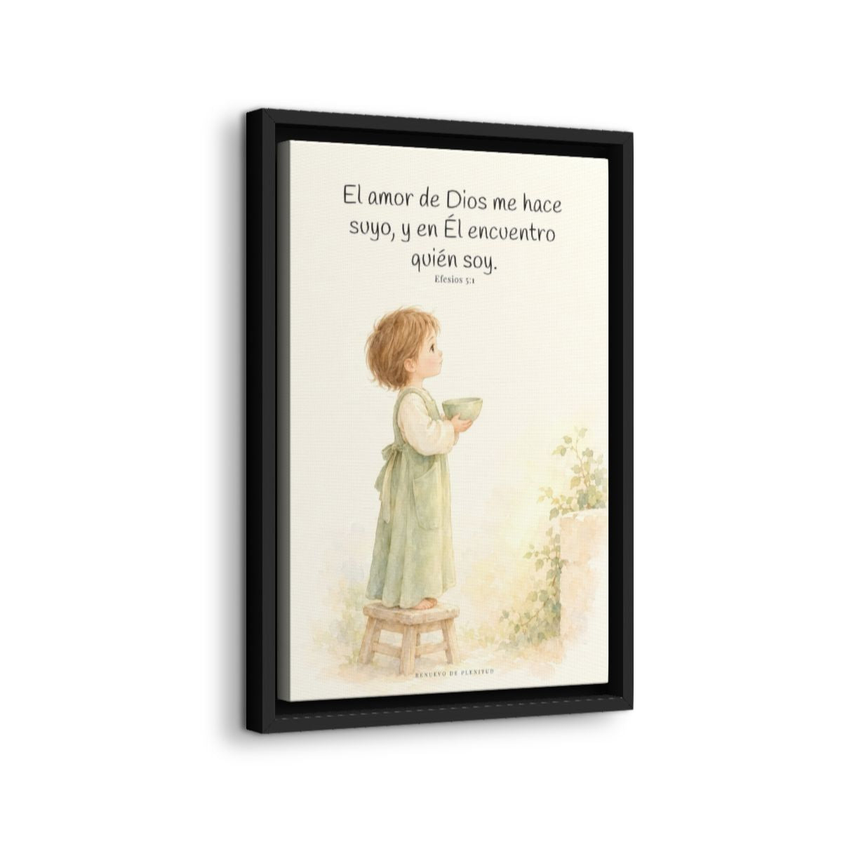 El amor de Dios me hace suyo | Cuadro de fe enmarcado | Efesios 5:1 — 12×18 pulgadas, marco negro, vista lateral del marco flotante
