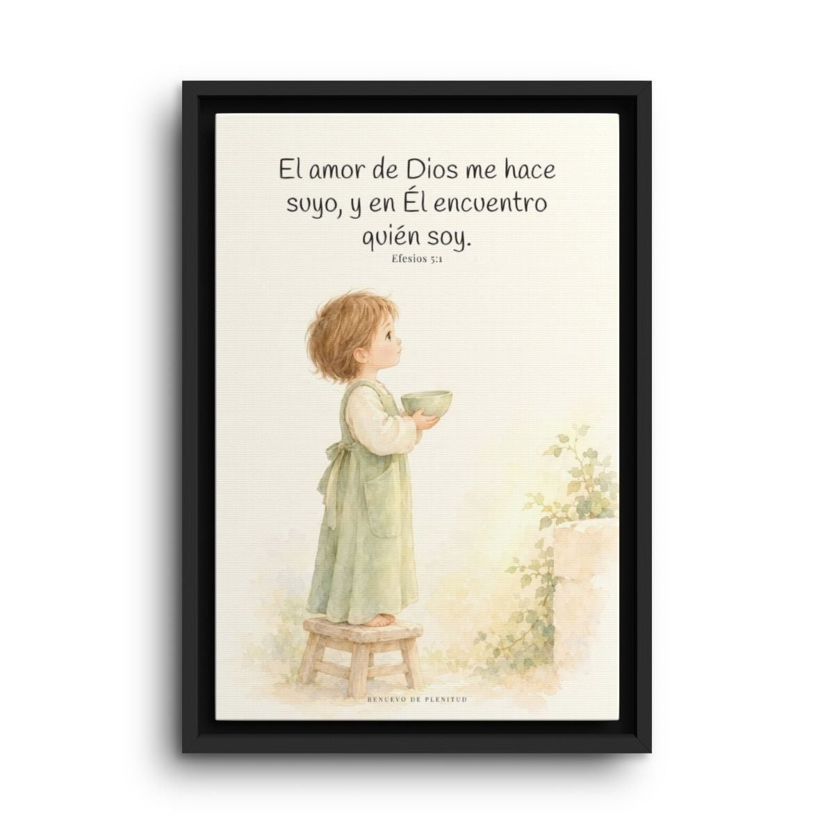 El amor de Dios me hace suyo | Cuadro de fe enmarcado | Efesios 5:1 — 12×18 pulgadas, marco negro, vista frontal