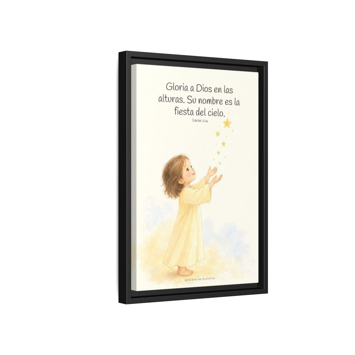 El cielo entero da gloria a Dios | Decoración de fe para pared | Lucas 2:14 — 12×18 pulgadas, marco negro, vista lateral del marco flotante